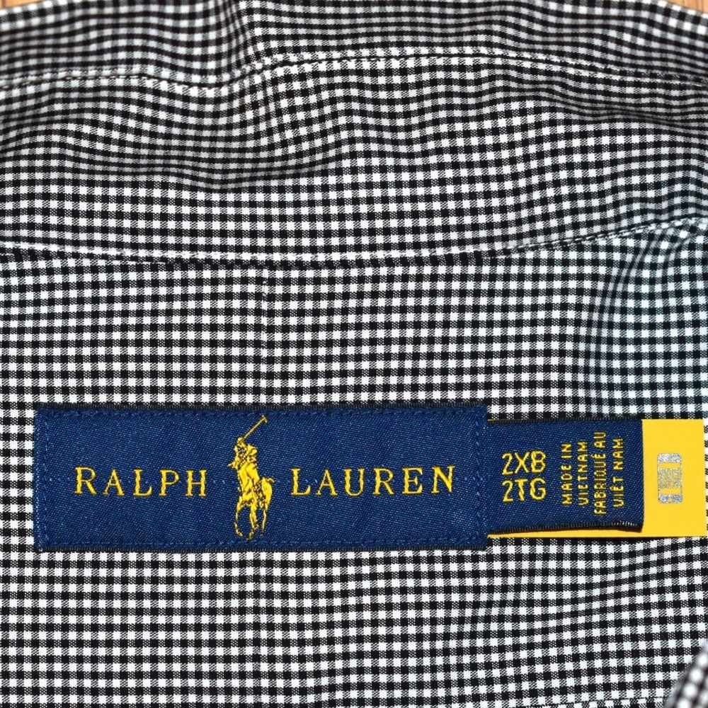 Ralph Lauren Button Down Shirt Mens 2XB Black New Gingham Mini Check Long Sleeve - Picture 5 of 5